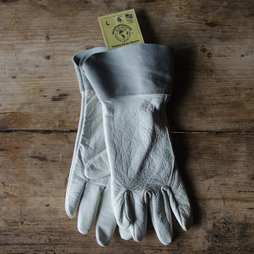 Womanswork Pale Grey Goat Skin Glove w/ Suede Cuff
